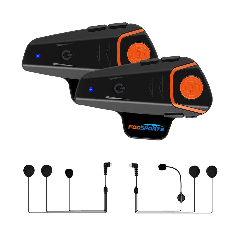 1 soft and 1 hard Fodsports BT-S2 Pro moto rcycle Интерком 1000 м Мото шлем гарнитура Водонепроницаемый IPX6 BT Interphone FM интерфейс тип-c - Цвет: 1 soft and 1 hard