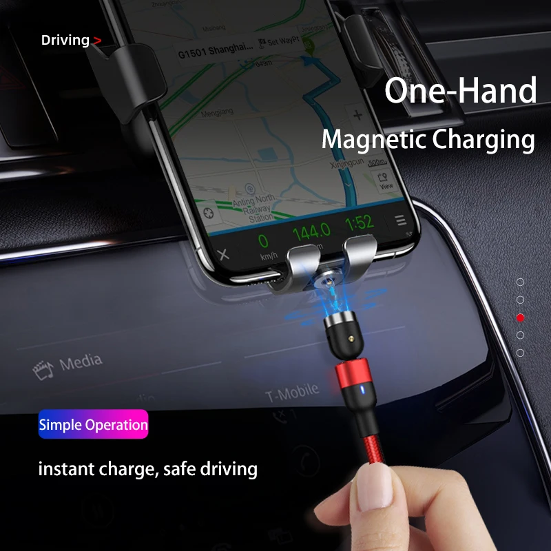 Магнитный зарядный кабель 540 градусов Micro USB Тип C для быстрой зарядки iPhone Samsung Android