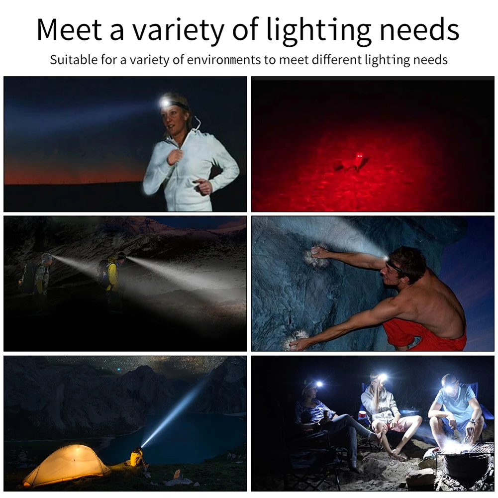 

USB Rechargeable XPE LED Headlamp Torch for Camping Fishing Outdoor Waterproof COB LED USB Rechargeable Battery Light Lamp