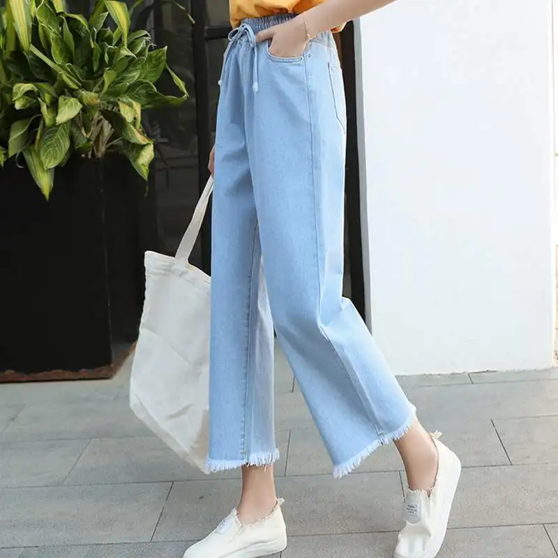 

Women High Waist Flare Jeans For Women Wide Leg Pants Denim Vintage Pants Ankle Length 2019 Stretch Women Jeans