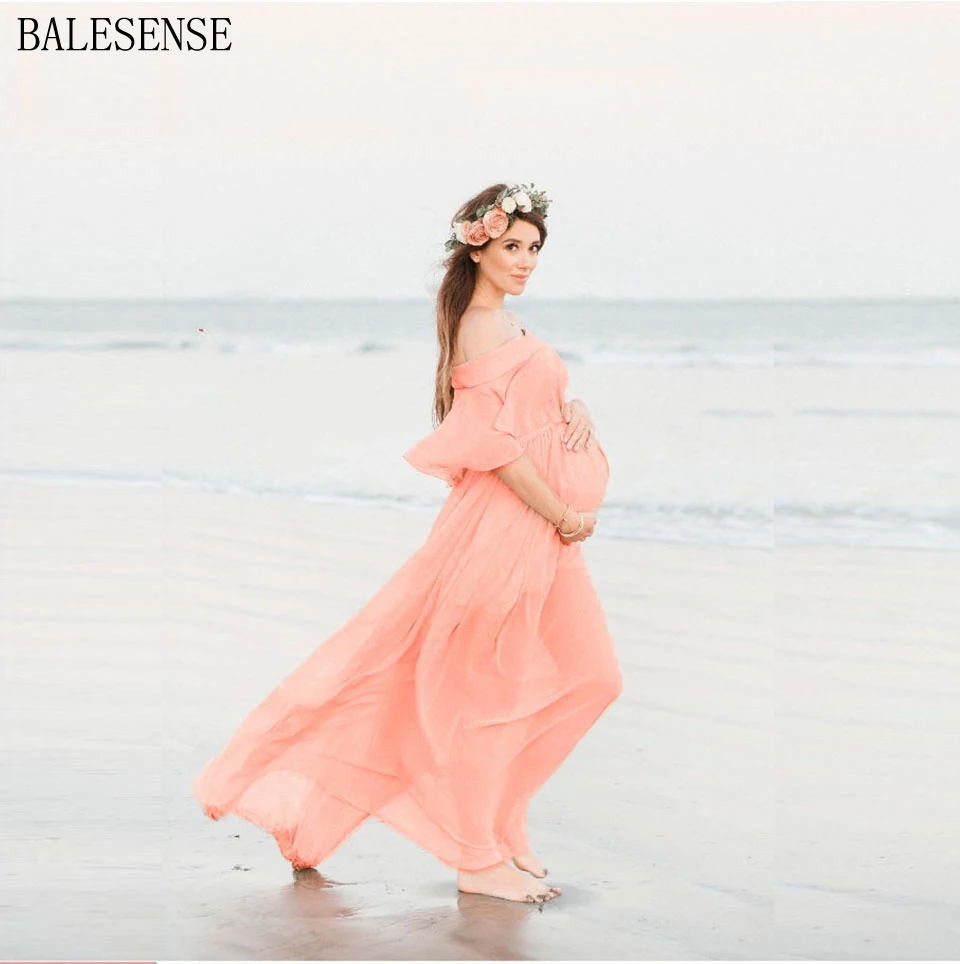 Элегантные шифоновые платья для беременных с оборками и открытыми плечами