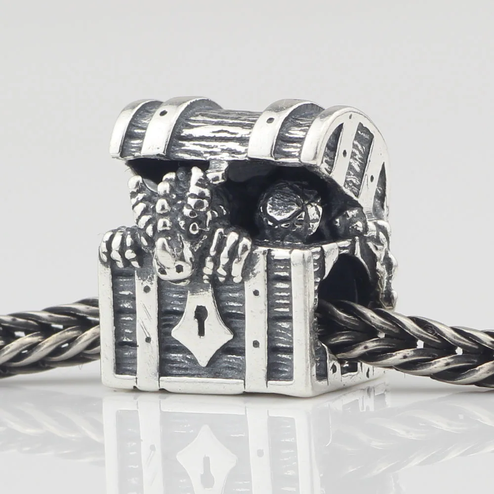 Authentic 925 Sterling Silver Box Dragon Charm Beads Fits European Troll Bracelet Jewelry |