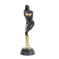 bronze sexy female statue sculpture western woman girl golden figurines for home nightclub decoration tall adult art