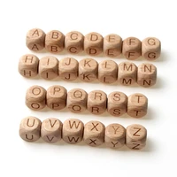 20pcs square natural beech wooden loose letter beads for jewelry making handmade kids baby toy bracelet diy pacifier chain safe