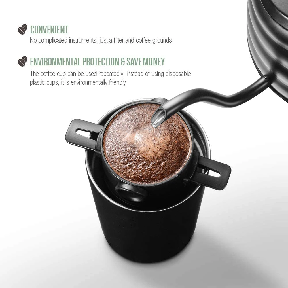 coffee Mug Travel with Coffee Filter 304 Stainless Steel Coffeeware Portable Coffee Mugs Car Cup Foldable Drip Tool Water Bottle
