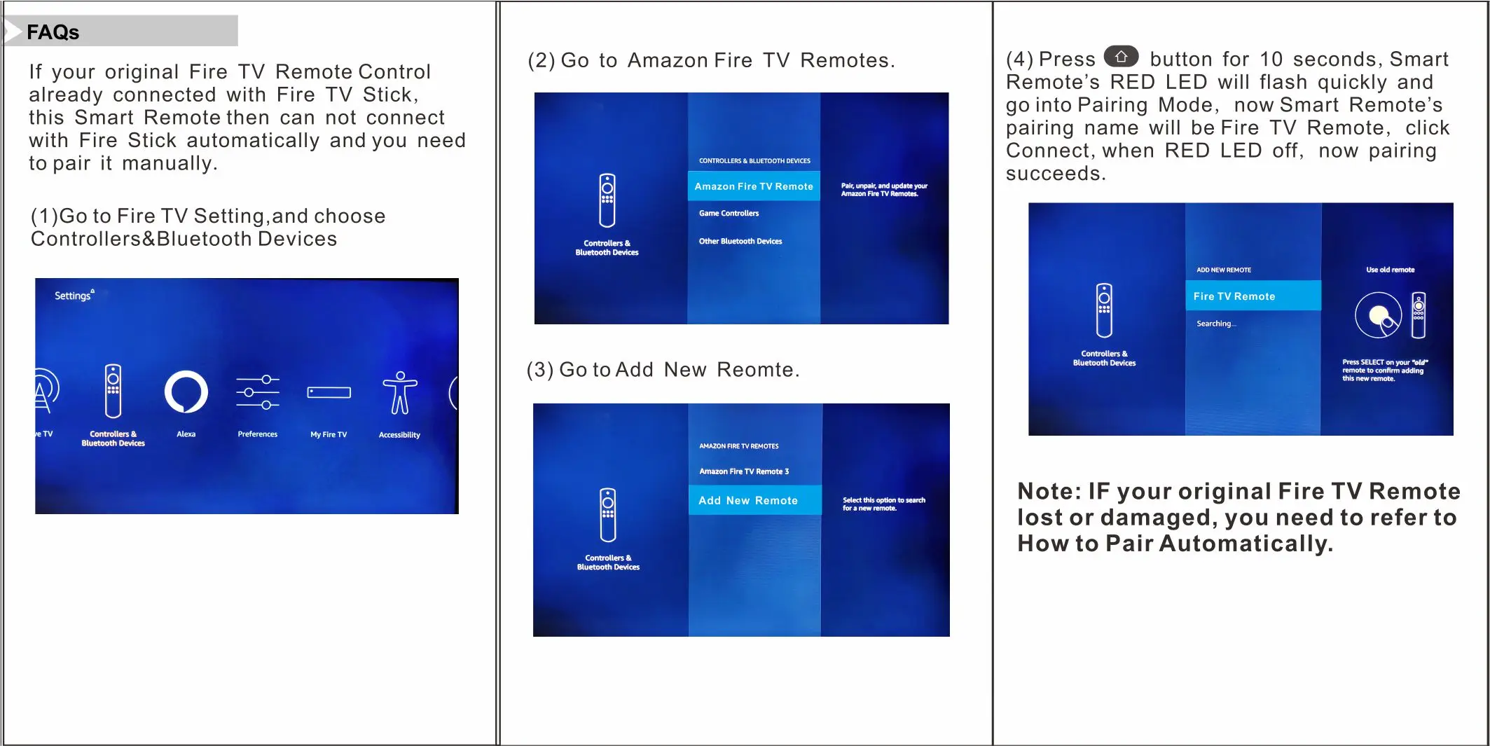 Сменный смарт пульт дистанционного управления ACEMAX для Amazon Fire TV и Stick Android Box Windows PI