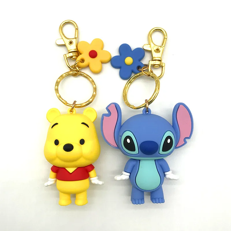 LT1140 милый 3D силикагелевый Пух медведь Микки стежок брелок для автомобиля сумки