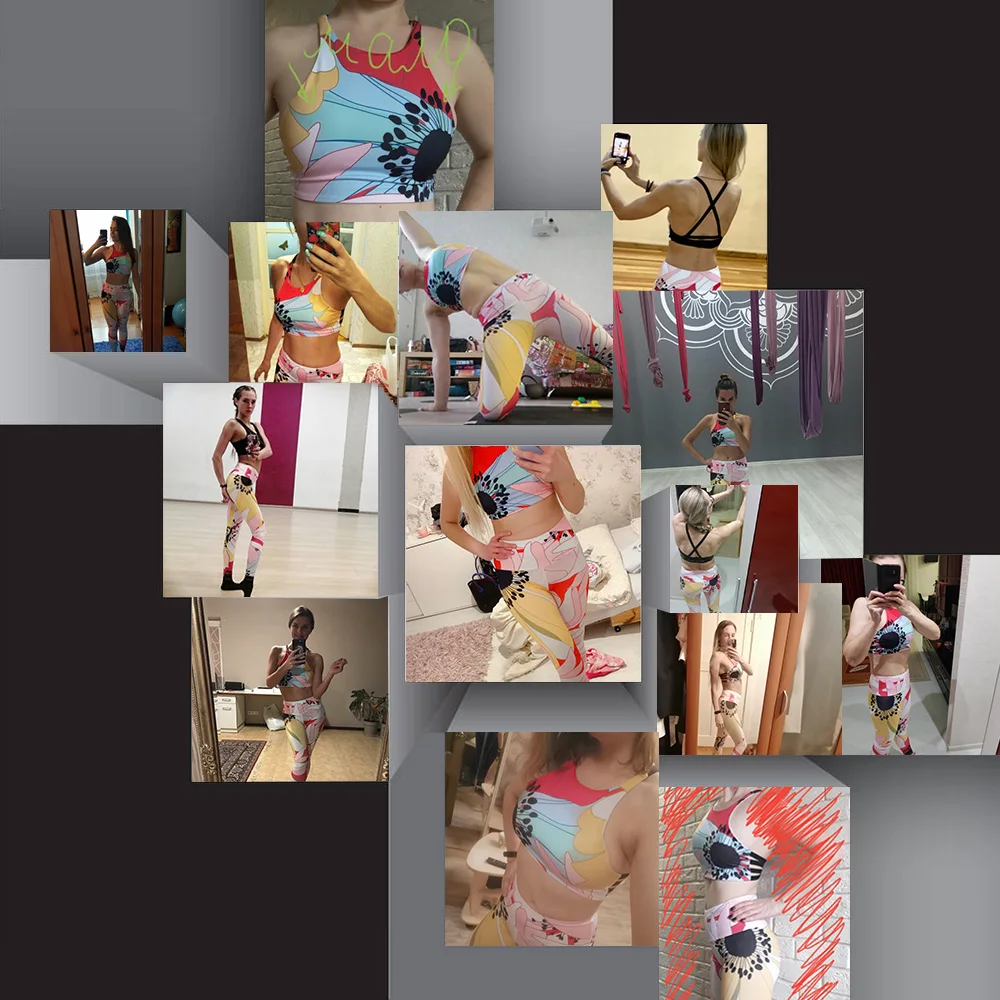 

Yoga Sets Woman Sportswear Fitness Suit Sport Clothing for Women Print Gym Wear Running Clothes Workout Tank Top Leggings,ZF185