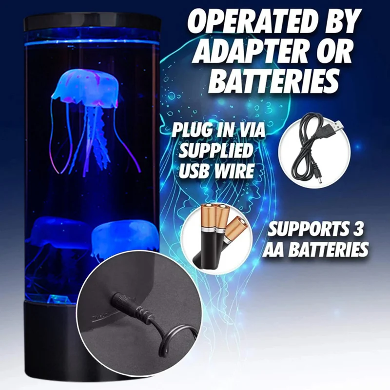 

The Calm Ocean Simulation Aquarium Cylindrical Fish Tank Light USB Plug-in LED Jellyfish Light Colorful Color Changing F