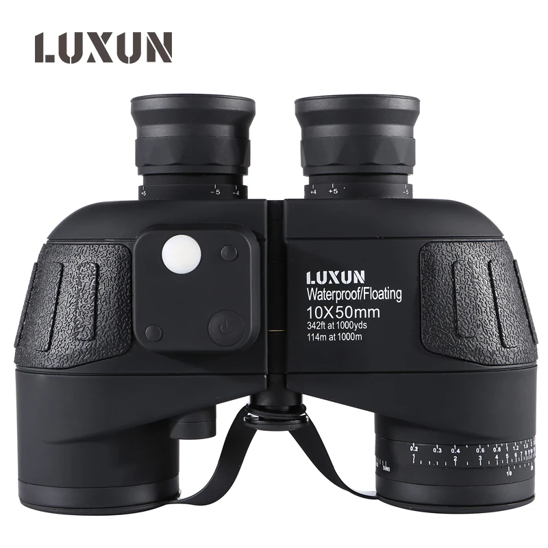 Военный морской телескоп LUNXUN 10X50 водонепроницаемый HD бинокль с компасом мощные