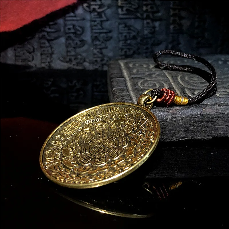 

Enamel nine palace eight diagrams twelve Chinese zodiac Tibetan style pendant