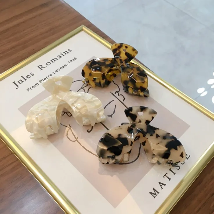

Women Elegant Korean Design Acetate Geometric Simple Retro Leopard Female Top Clip Catch Clip Headdress Hair Accessories