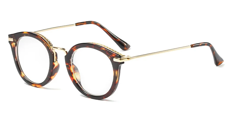 leopard with clear Kachawoo круглые оправы для очков женские полуметаллический золотой черный розовый оправа для очков в стиле ретро оптический леопардовый Стиль Дамы подарки на день рождения - Цвет оправы: leopard with clear