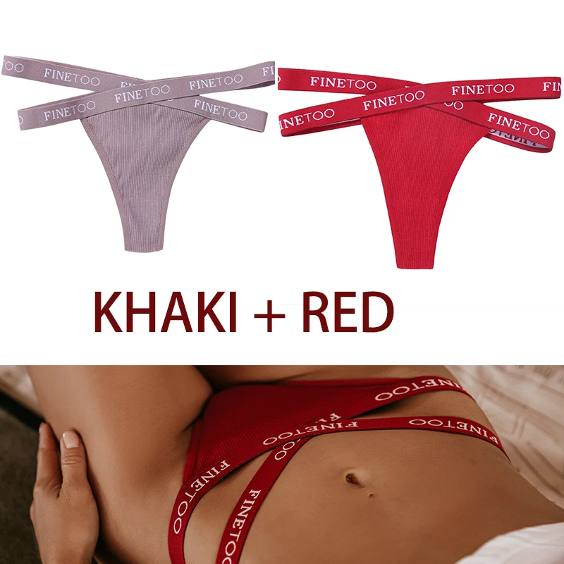 

2PCS/Set Women's Cotton G-string Sexy Cross Strap Panties Letter Waisted Underwear Thongs Femme Hollow Out Lady Briefs