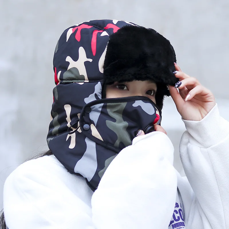 Мужская шапка FJHERLMOS Корейская теплая хлопковая уличная с защитой от холода Lei Feng