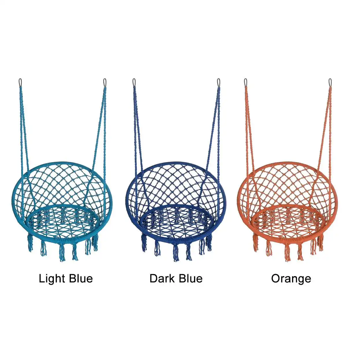 

3colors Round Hammock Swing Hanging Chair Outdoor Indoor Furniture Hammock Chair for Garden Dormitory Child Adult with no Tools