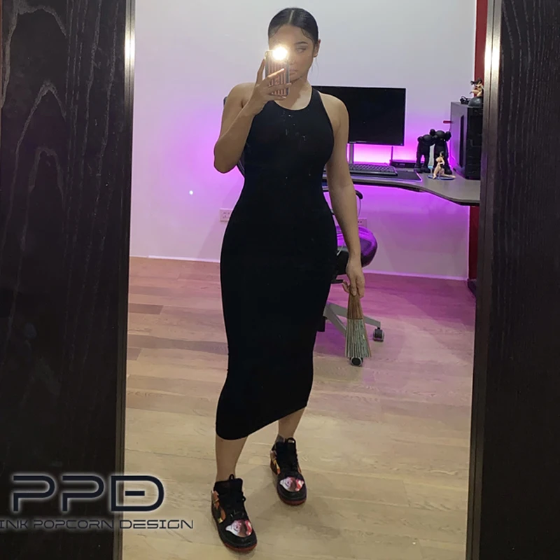 Платье-жилет до середины икры 4 цвета в европейском и американском стиле с