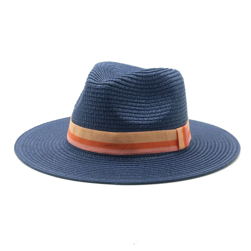 

summer sun hats handmade straw women men solid sun hats wide brim belt band casual outdoor beach yellow red blue sun straw hats