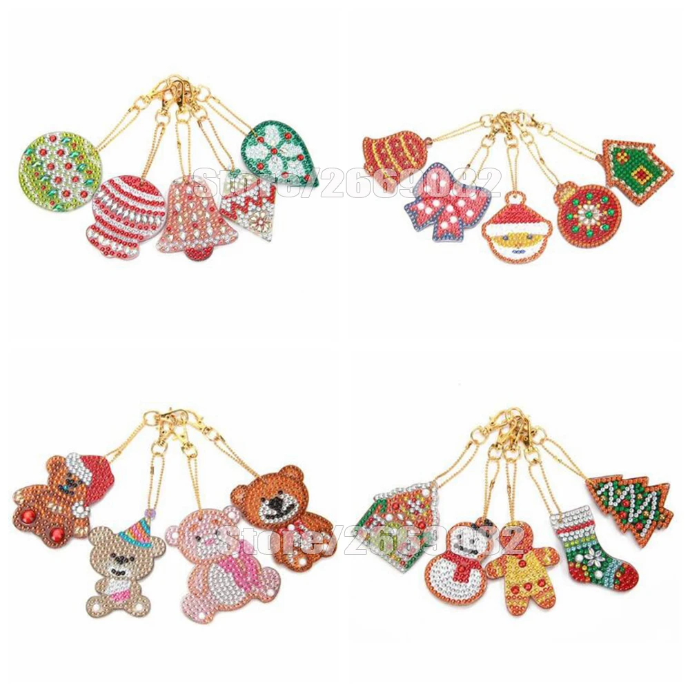 Алмазная картина в форме алмаза 5D DIY Рождественская фотография брелок вышивка