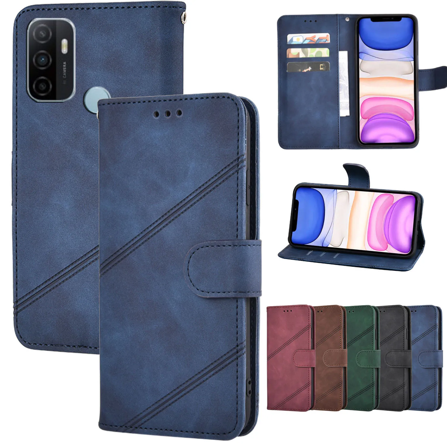 

Wallet Case For OPPO A53 A52 A72 A73 A91 A92 A92S A93 A31 A32 A55 A12e A12s A15s 2020 5G A5 A7 A8 A9 A12 A15 A3S A5S Phone Cover