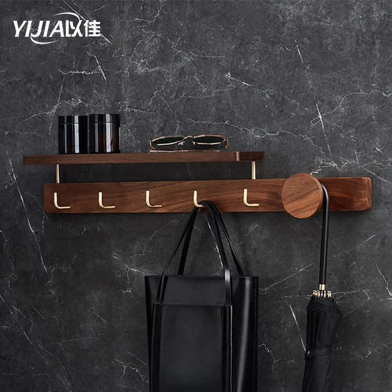 Настенная вешалка из латуни и дерева крючок для спальни крыльца