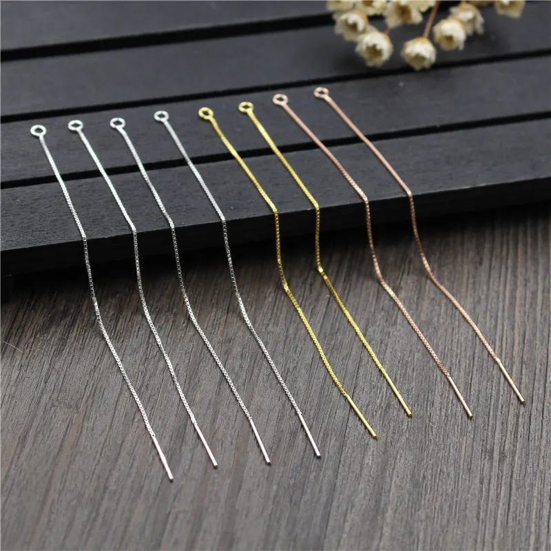 Серьги-гвоздики из стерлингового серебра 925 пробы женские, проволока 90 мм, с кольцом-коннектором, комплектующие для изготовления ювелирных изделий «сделай сам», 1 пара