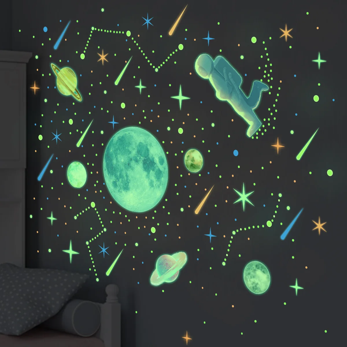 

Luminous Home Decoration Room Decor Universe Starry Sky 3d Wall Stickers Kids's Living Room 877pcs Set