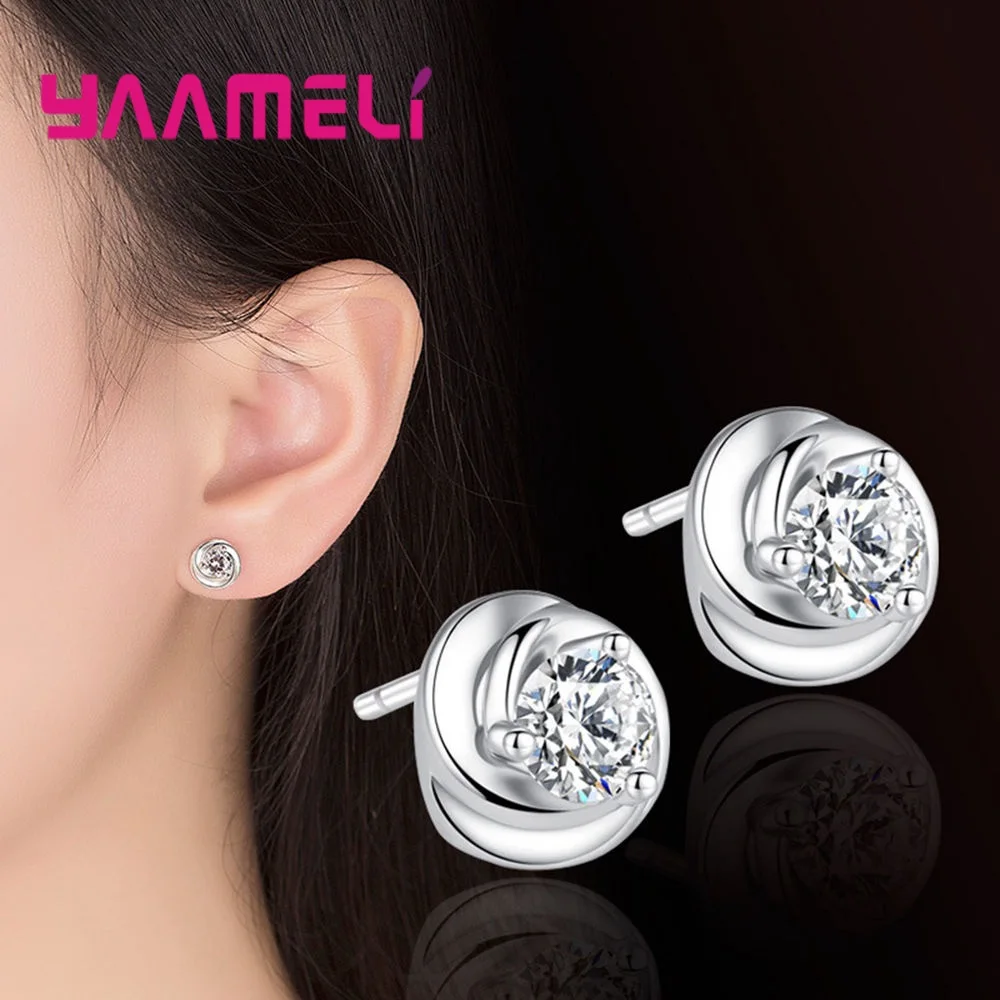 

Sweet Small Flower Earrings Shining 925 Sterling Silver High Grade Cubic Zirconia Piecred Ear Accessories Daily Jewelry