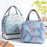 kawaii flamingo portable zipper waterproof lunch bags women student lunch box thermo bags office school picnic cooler bag bolsos
