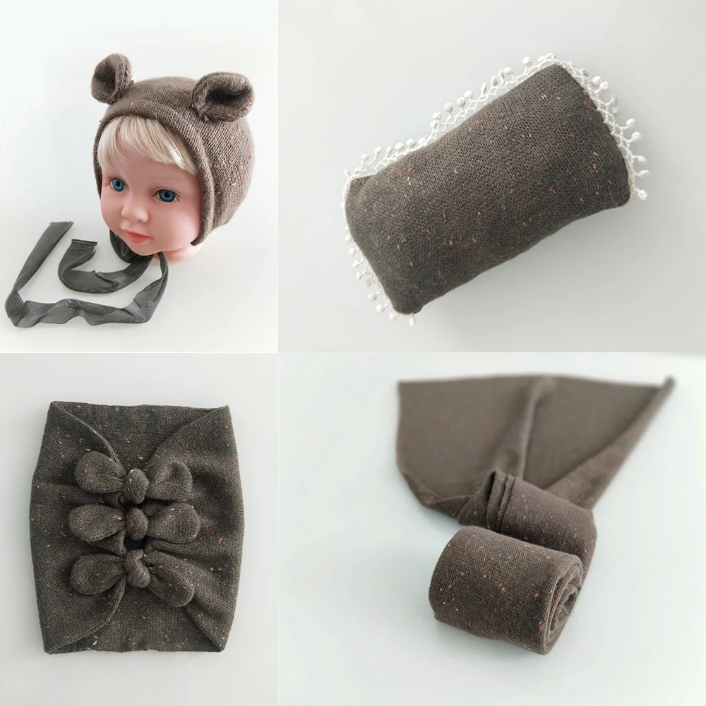 4pcs Sets 20-43 D& J 4 шт./5 шт. комплекты для новорожденных реквизит для фотосъемки ребенок позирует подушку шляпа капот обертывания фоновое одеяло Fotografia студия реквизит - Цвет: 4pcs Sets 20-43