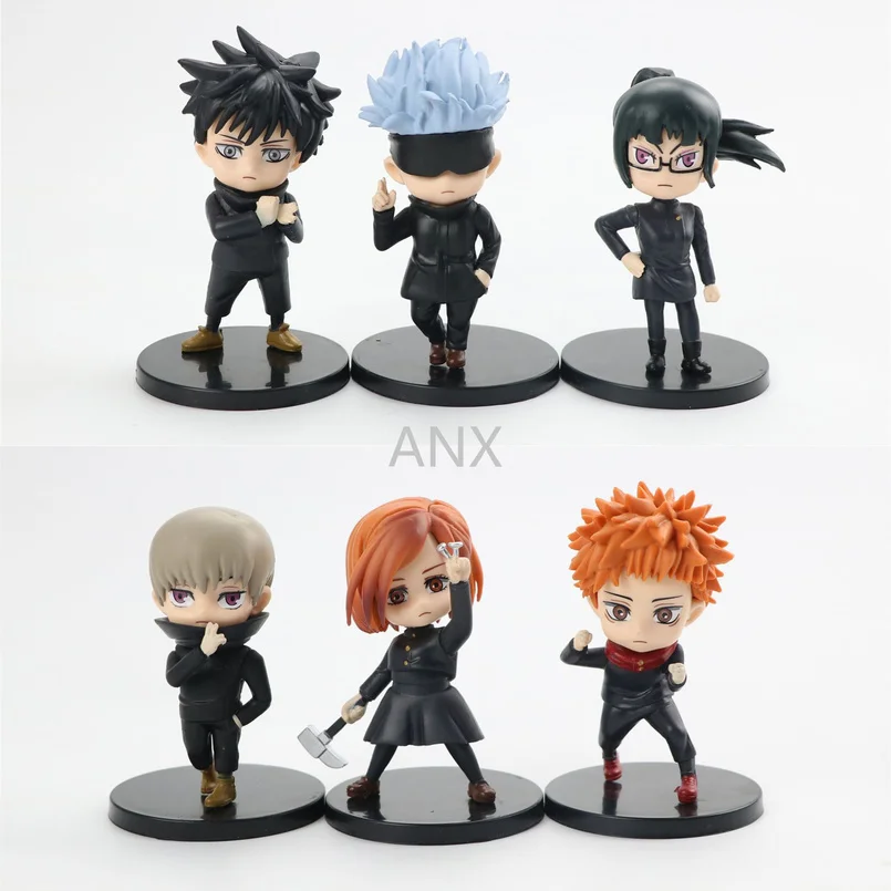 

6pcs Q Ver Anime Jujutsu Kaisen Figure Yuji Itadori Mysterious Megumi Gisaki roses Gojo Satori Zenin Maki PVC Action Figure toys