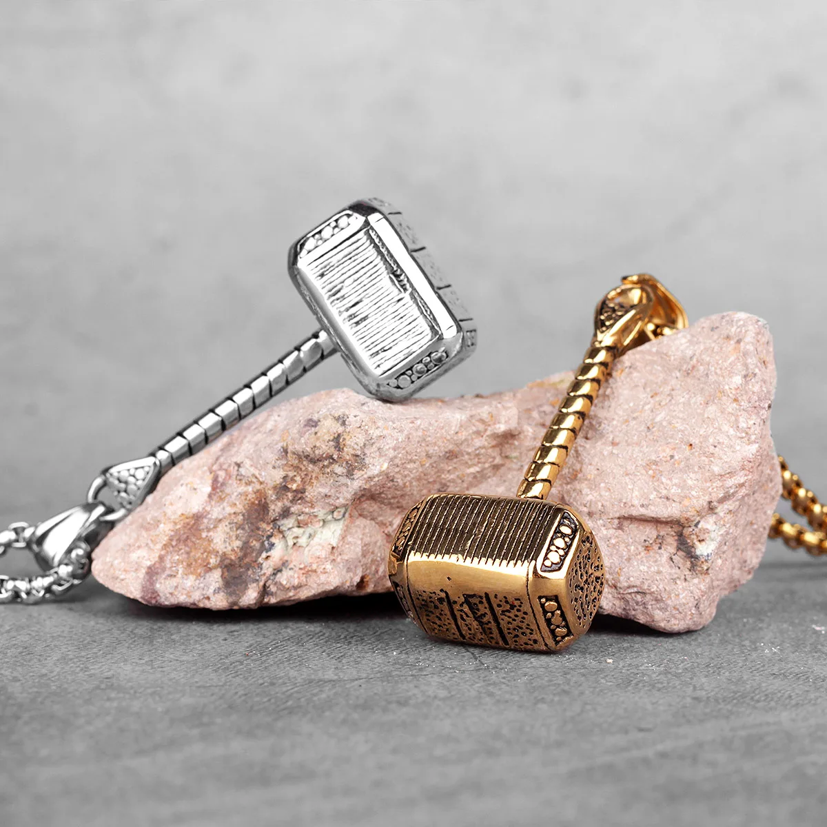 Мужской золотой Молот Тора Длинная модель панк хип-хоп для мальчиков мужские