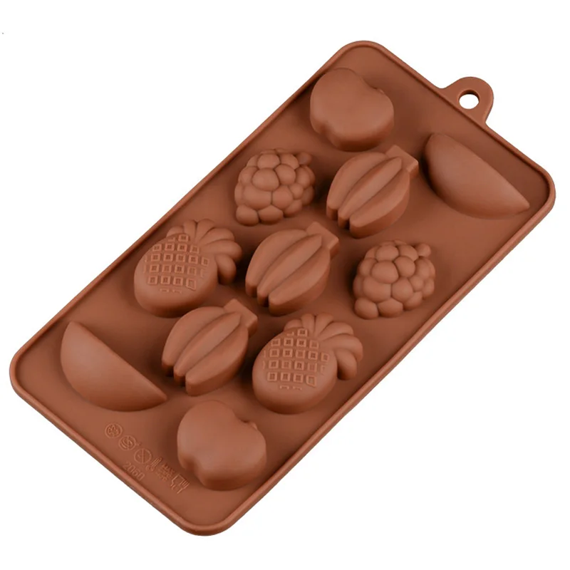 fruit Силиконовая форма для торта, шоколадная форма, форма для печенья, 3D милая кнопка, форма для украшения тортов, инструменты, кухонные аксессуары, силикон - Цвет: fruit
