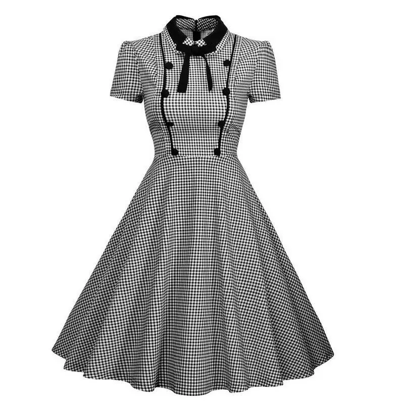 

MISSJOY Женские винтажные 1950s, с коротким рукавом, в Dos платье 2020-лето, детская одежда, с отложным воротником, верхняя одежда, коктейльное качели ...