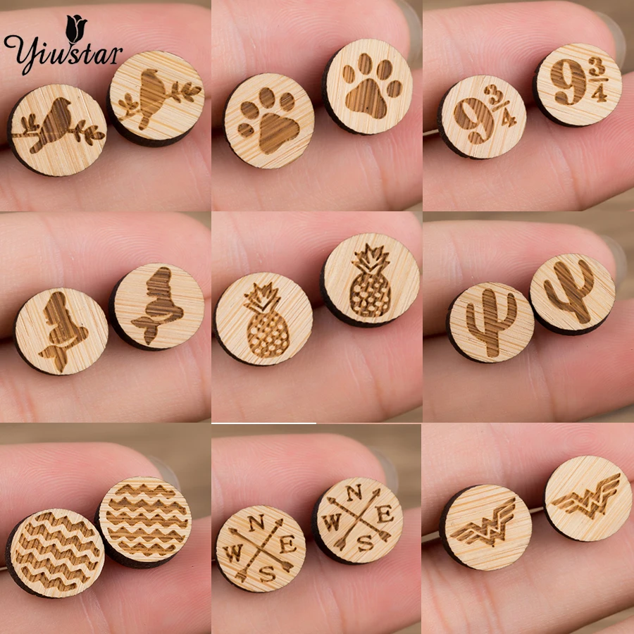 Деревянные серьги yiustar ювелирные изделия милые животные птицы гвоздики для