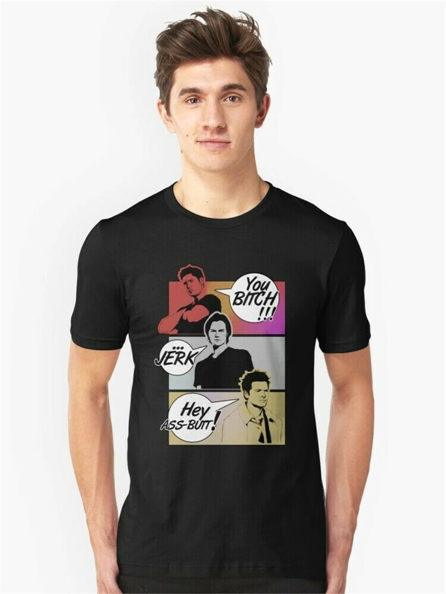 Сверхъестественные обиды! Черная футболка с короткими рукавами надписью You Bitch Jerk