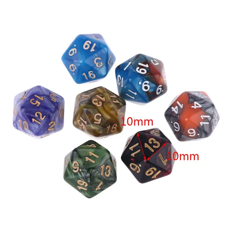 

7pcs D20 Polyhedral Muti-sided Dice Numbers Dials Table Board Role Playing Game for Bar Club Party