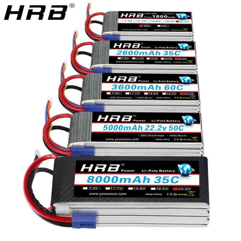 HRB 6S 22 2 V Lipo батарея EC5 2200mah 2600mah 3300mah 4000mah 5000mah 6000mah 8000mah 10000mah 12000mah 16000 22000mah RC