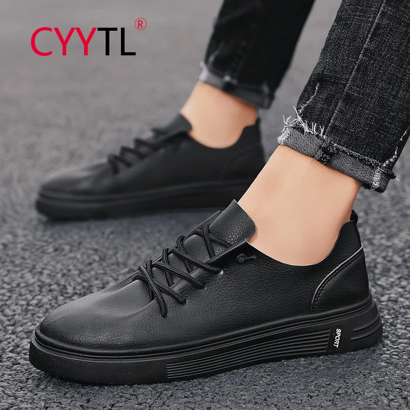 

CYYTL Leather Soft Slip On Shoes for Men Walking Casual Breathable Skateboarding Sneakers Outdoor Business Formal Loafers Flats