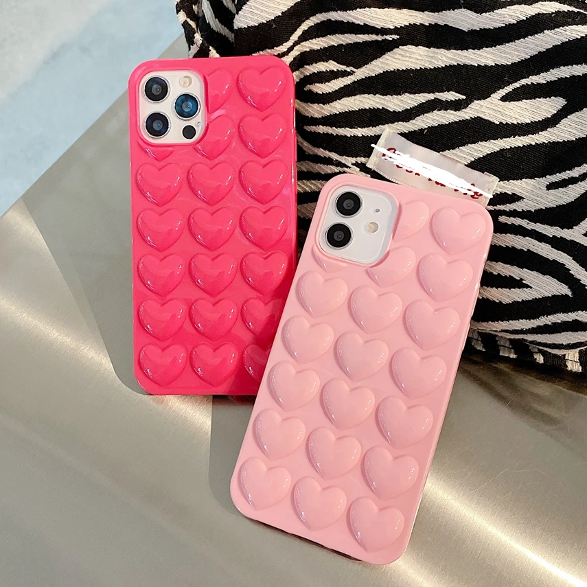 Прозрачный чехол карамельного цвета для телефона iPhone XS Max XR 3D Love Hearts мягкий из ТПУ