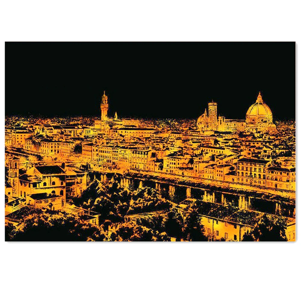 

Florence Scratch Night View Poster Sticker Deluxe Erase Black Scratch World Map Scratch Off Foil Layer Coating Painting As Gift
