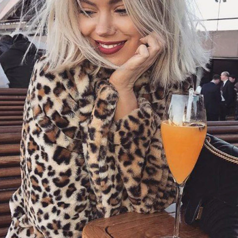 

GAMPORL Faux Fur Coat Long Leopard Print Plush Clothes Fashion Street Style Warm Clothes Elegant Ladies Winter Thick Outerwear