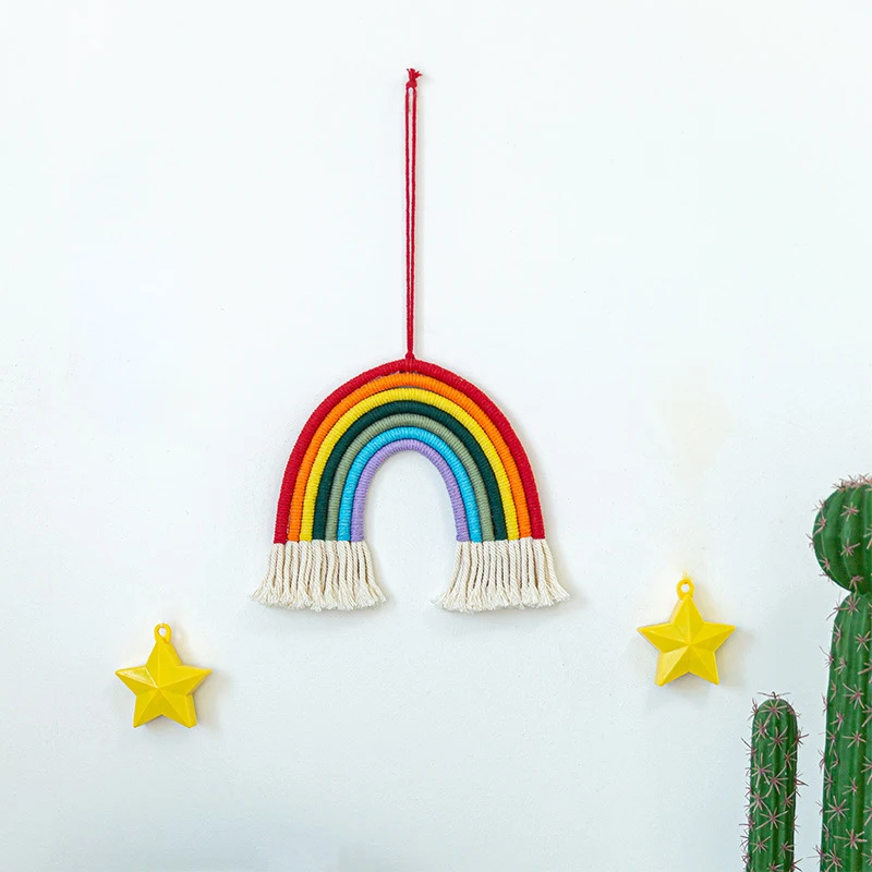 

Rainbow Macrame Wall Hanging Boho Tapestry Wall Girls Kids Room Decoration Baby Shower Nursey Dorm Room ChristmasParty Gift