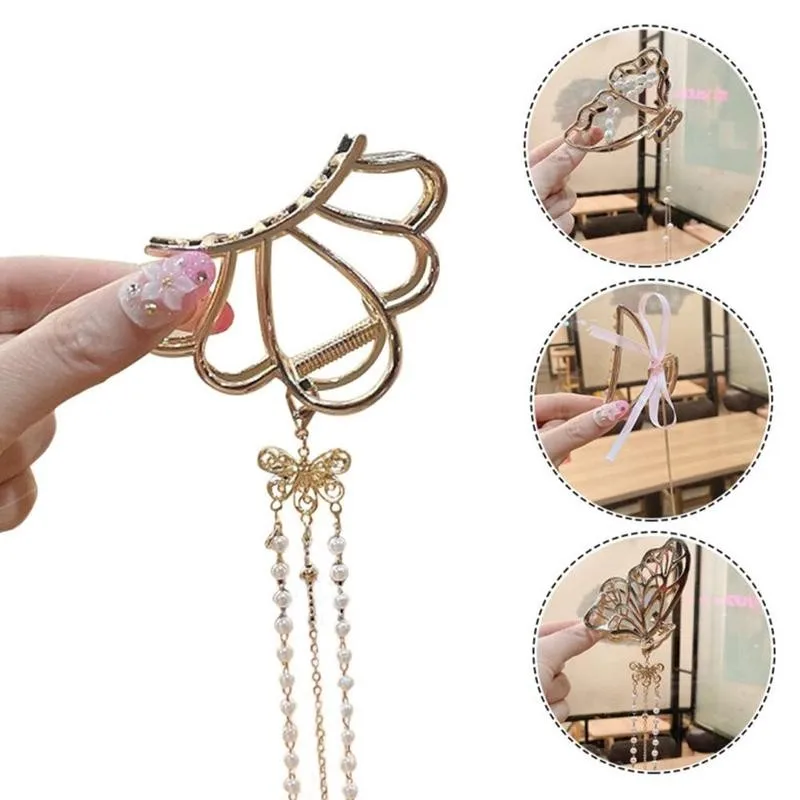 

Hollow Out Butterfly Tassel Hair Claw Hair Pins For Women Girl Vintage Metal Silver Color Harajuku Hair Clip Jewelry Accessories