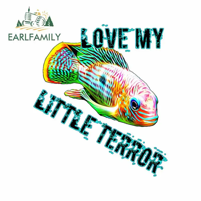 

EARLFAMILY 13 см x 11,3 см для зеленого террора Cichlid Fish Body для автомобильных наклеек аксессуары автомобиля наклейки виниловый материал украшение