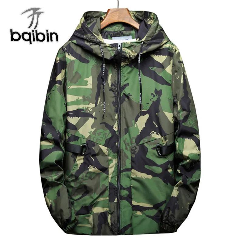 

2021 Brand New Men's Spring Summer Hooded Jacket Fashion Camouflage Print Polyester Waterproof Windbreaker Casual Bomber Jacket