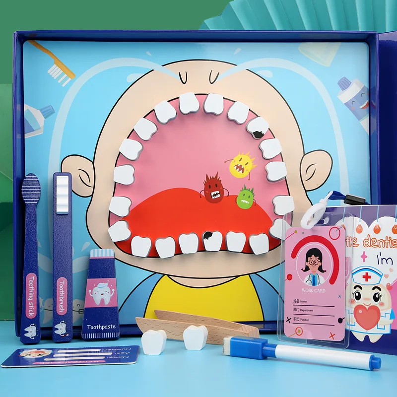 

Wooden Play House Simulation Small Dentist Suit Children's Toys Brushing Teeth Extraction Teeth Early Education Oral Dentistry
