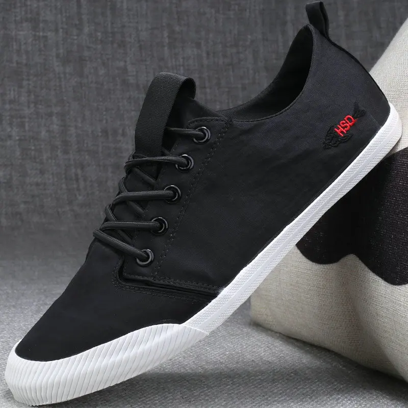 Мужские классические парусиновые туфли Нескользящие на шнуровке плоская