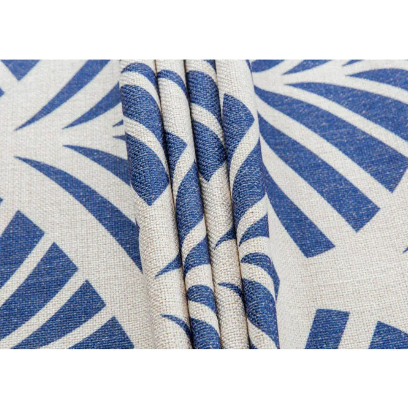 

DUNXDECO Tablecloth Party Table Cover Fabric Modern Geometric Blue Print Fashion Desk Decorate Heavy Linen Cotton Blend Textile