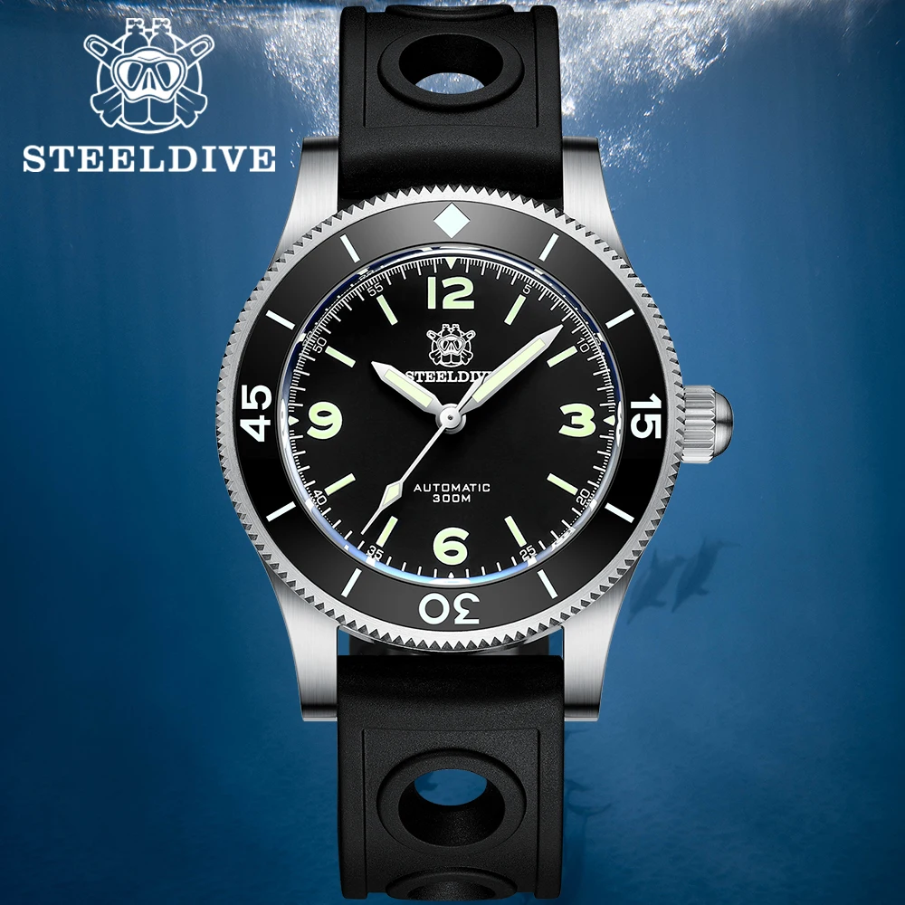 

STEELDIVE SD1952 No Date Sapphire Crystal 41mm Black Dial Luminous 300M Waterproof NH35 Automatic Movement Men's Wrist Watch